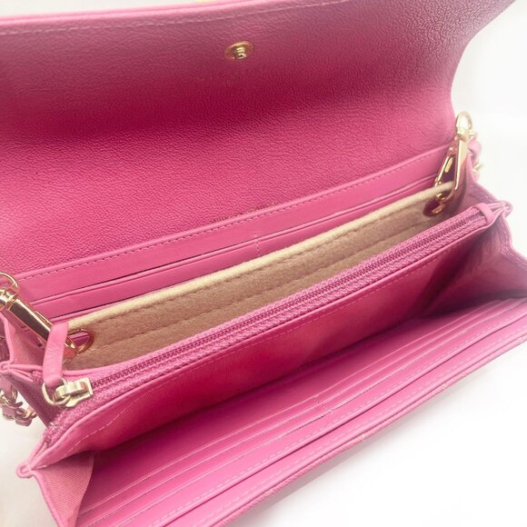 Authentic CHANEL Boy CC Flap Lambskin Wallet Chain Shoulder Crossbody Pink Gold - Picture 11 of 15